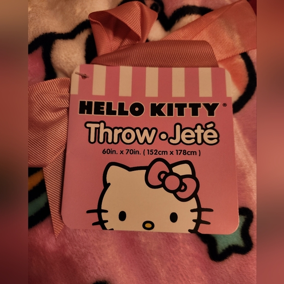 Hello Kitty Unicorn Ice Cream Cone Stars 60 x 70" Plush Pink Throw Blanket NWT - Picture 5 of 6